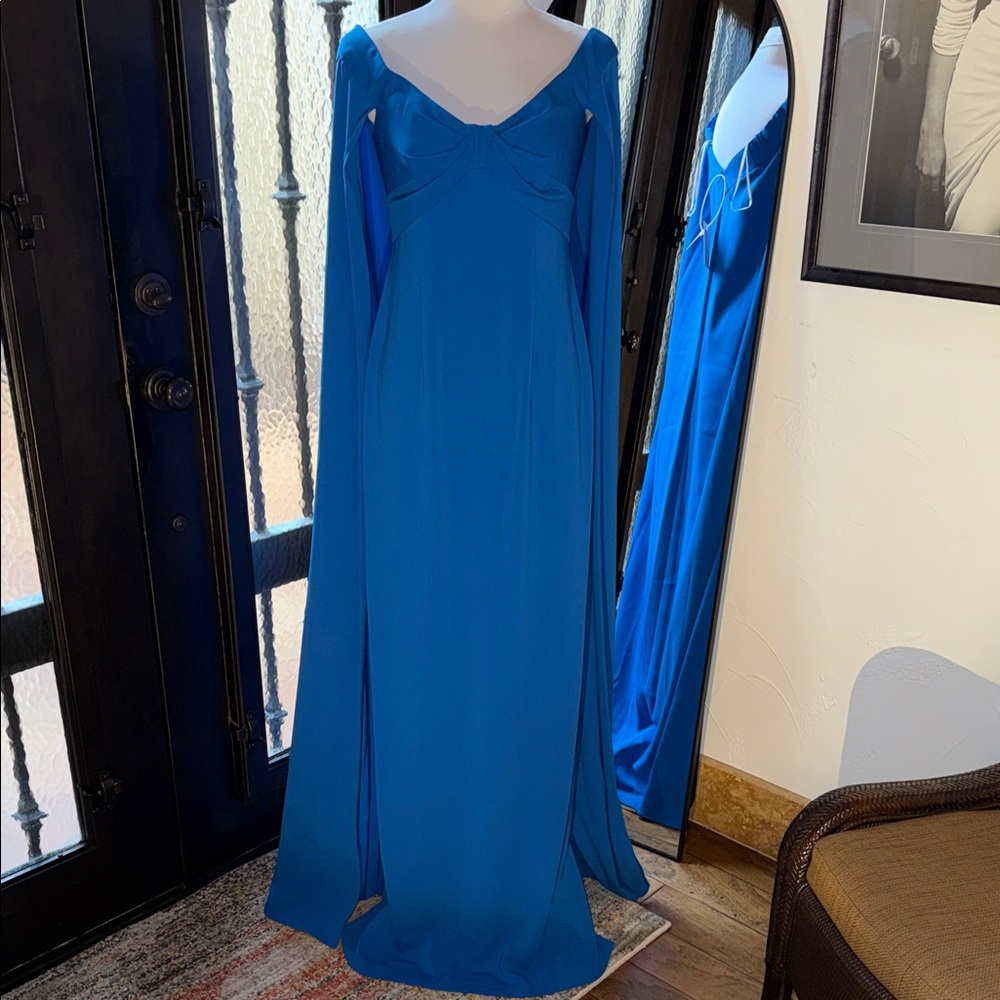 Marchesa Notte off-shoulder cape-detail gown $1364 sz 4 NWT